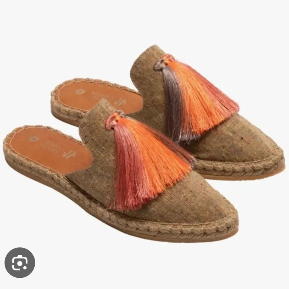 Silvia Cobos Sunrise Mules Espadrille Flats With Tassles Size 8.5